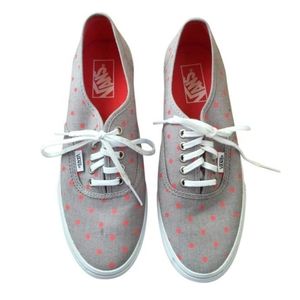 Vans Classic Women's Pink & Grey Polka Dot Low Rise Laceup Sneakers Size 7.5